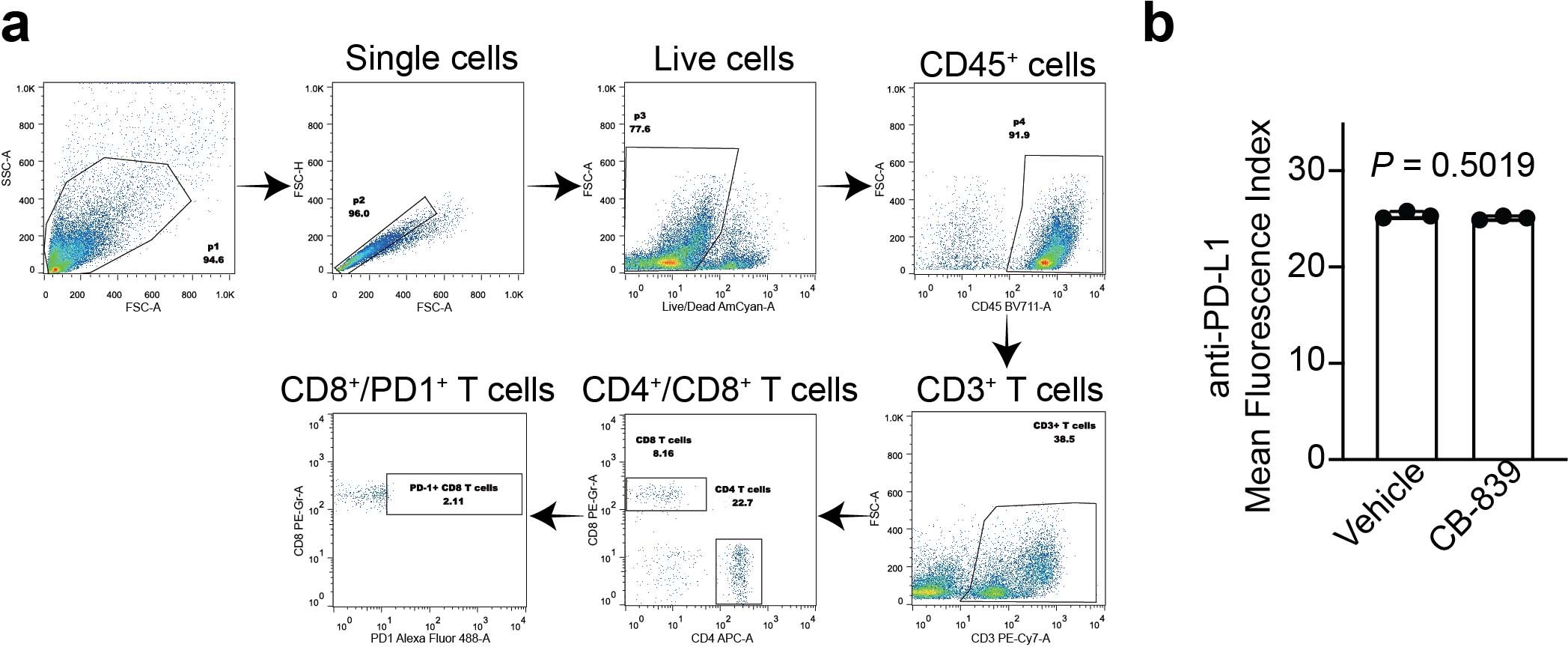 Extended Data Fig. 6: CB-839 does not affect PDL1 expression.
