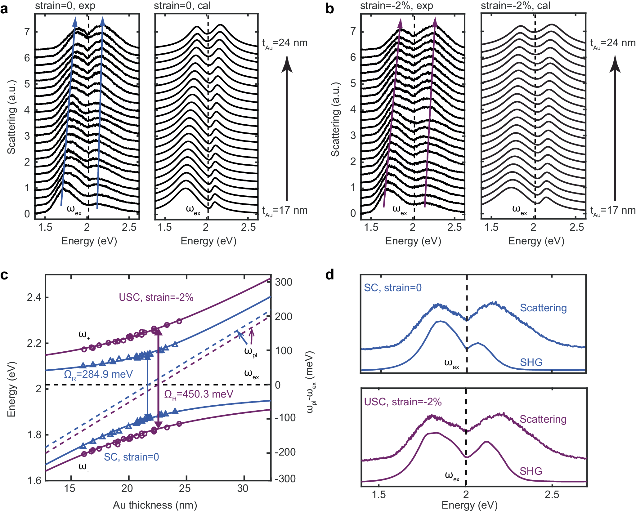 Fig. 2: Ultrastrong exciton-plasmon coupling in the WS2 monolayer.