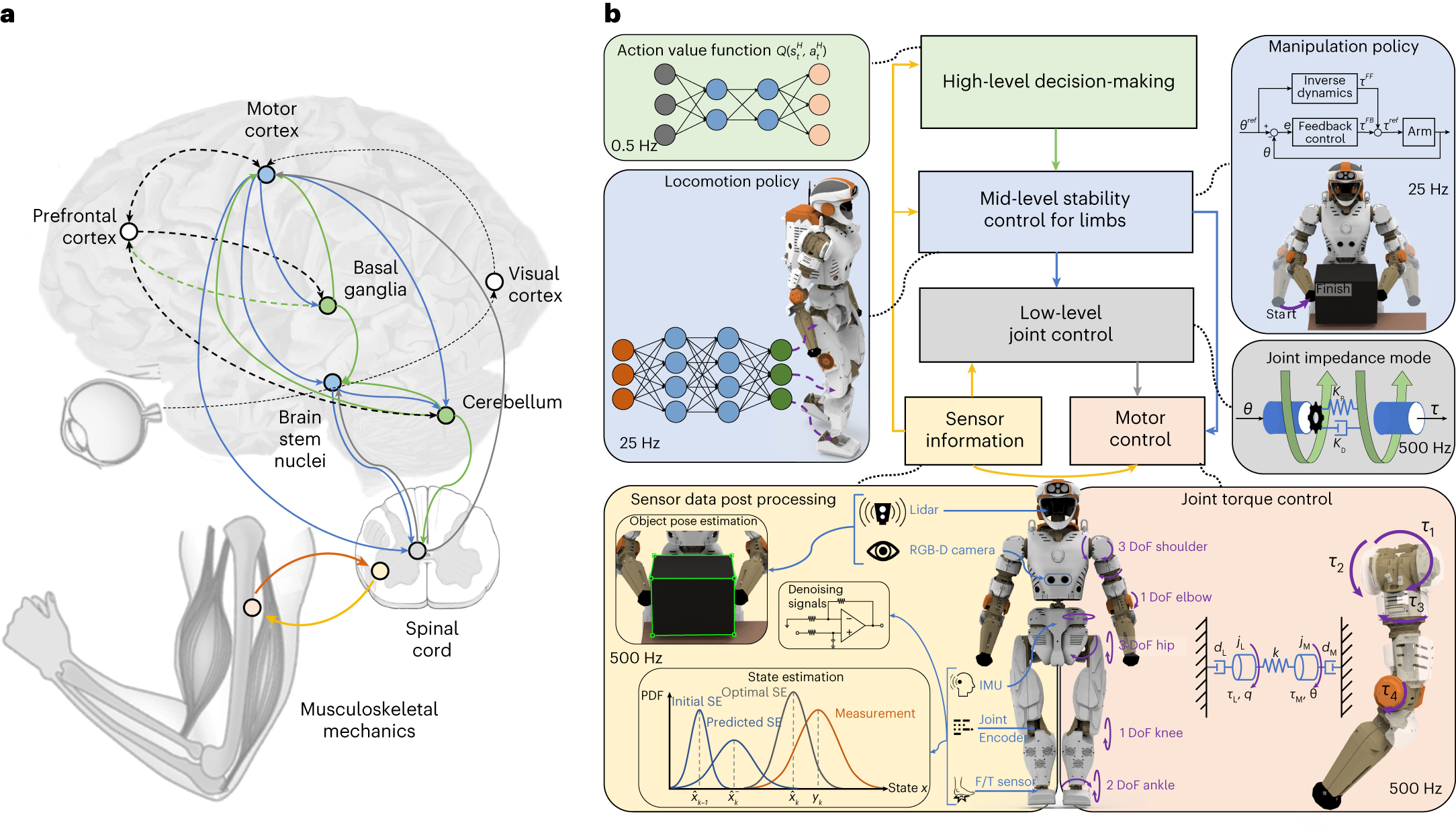 Fig. 5: Algorithmic realizations of hierarchical control as inference.