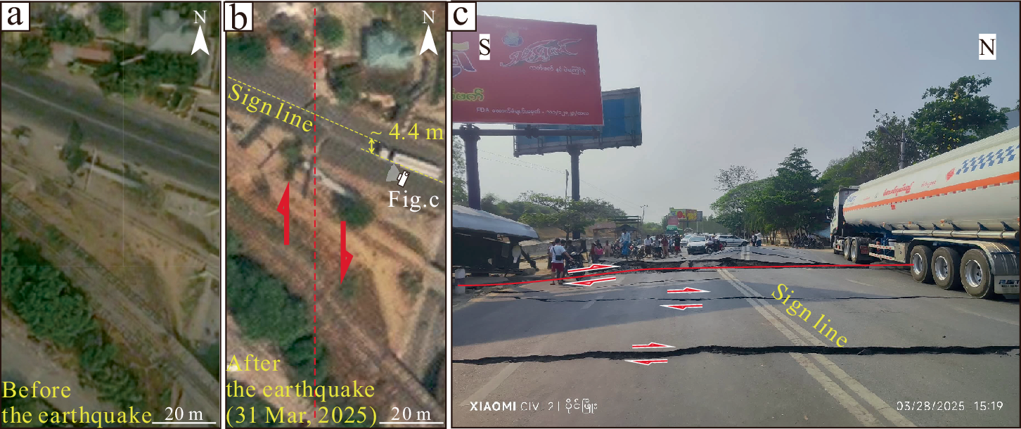 Fig. 6: Offset of the Mandalay-Shwebo Highway (imagery sourced from
https://soar.earth/
).