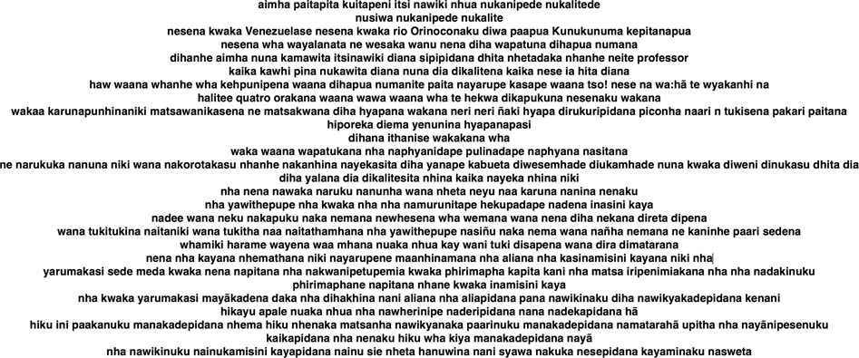 Fig. 1: Illustration of a transcript of recorded speech in an Amazonian language.