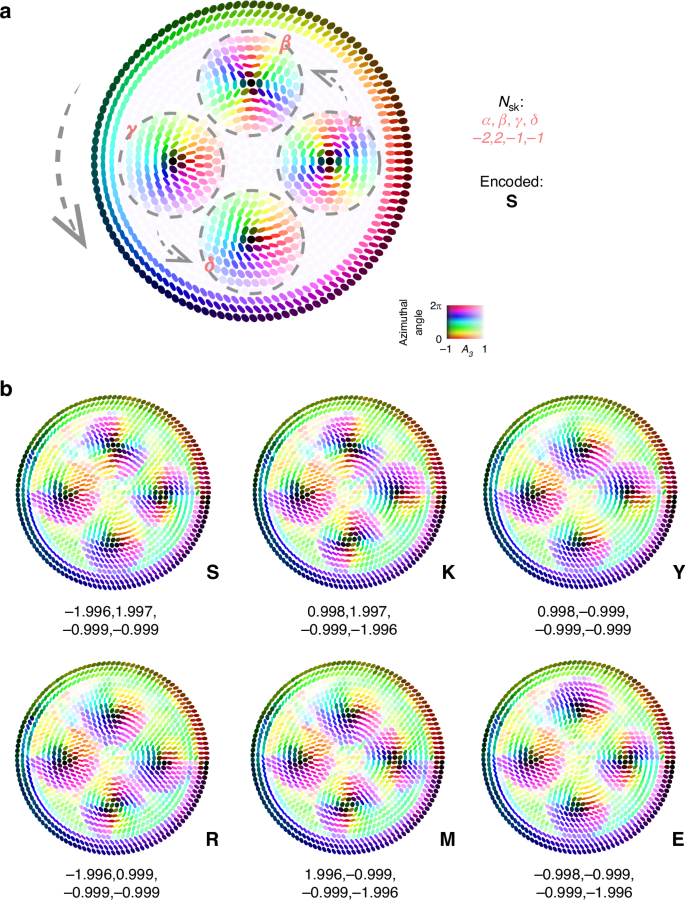 Fig. 4: AGB skyrmion bags for topological information encoding.