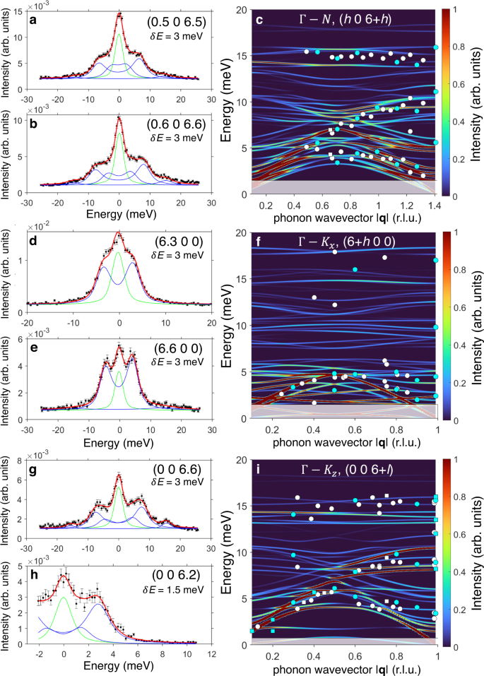 Fig. 1: Acoustic and optical phonons up to 20 meV.