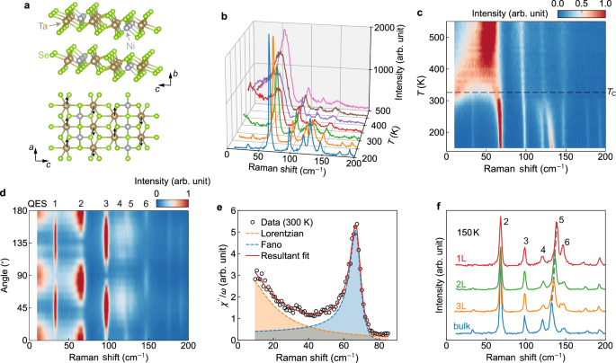 Fig. 1: Crystal structure and Raman characteristics of Ta2NiSe5.