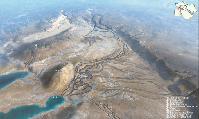 Fig. 4: Reconstructed eastern Mediterranean during the terminal Messinian salinity crisis.