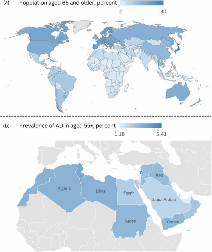 Fig. 1: Map of world and Middle East North Africa (MENA).