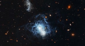 Zwicky 18 is a compact blue dwarf galaxy in Ursa Major