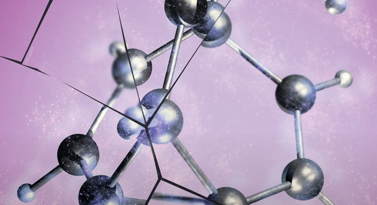 Artistic representation of a fluxional carbon cage structure.