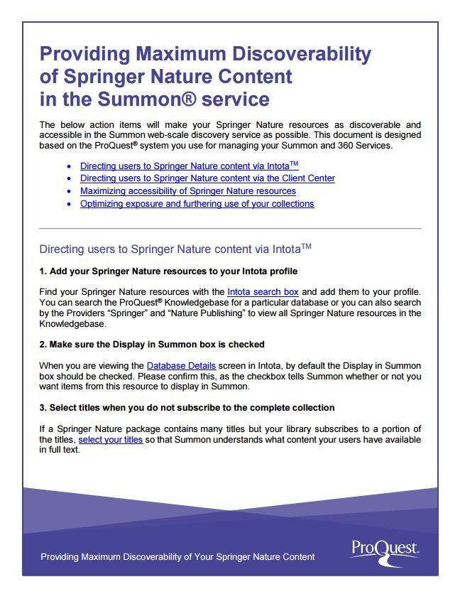 ProQuest Summon quick reference guide