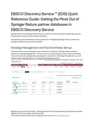 EBSCO Discovery Service quick reference guide