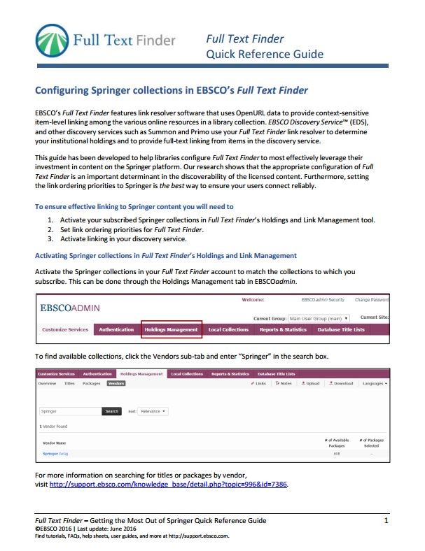 EBSCO FullTextFinder quick reference guide
