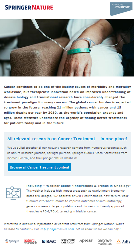 Email template - Spotlight on Cancer Treatment