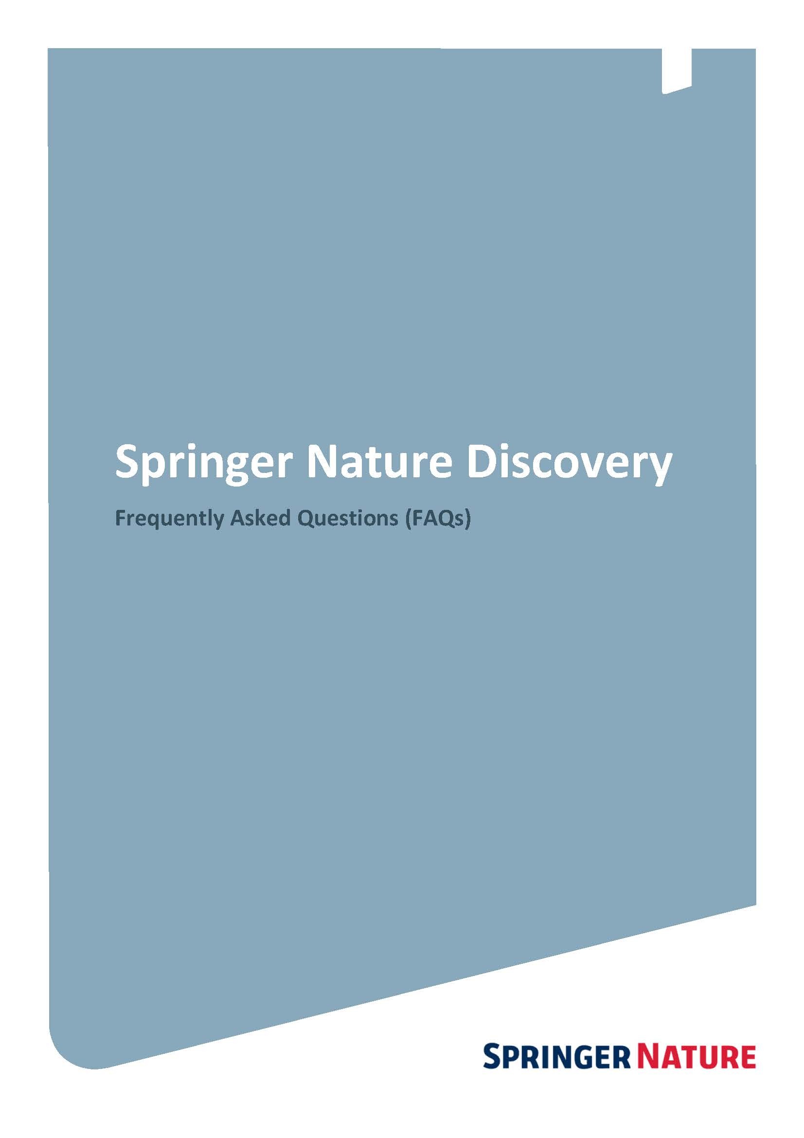 Springer Nature Discovery Frequently Asked Questions (FAQs)