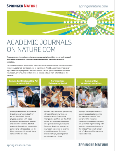 Academic Journals on Nature.com Springer Nature | For Librarians | Springer