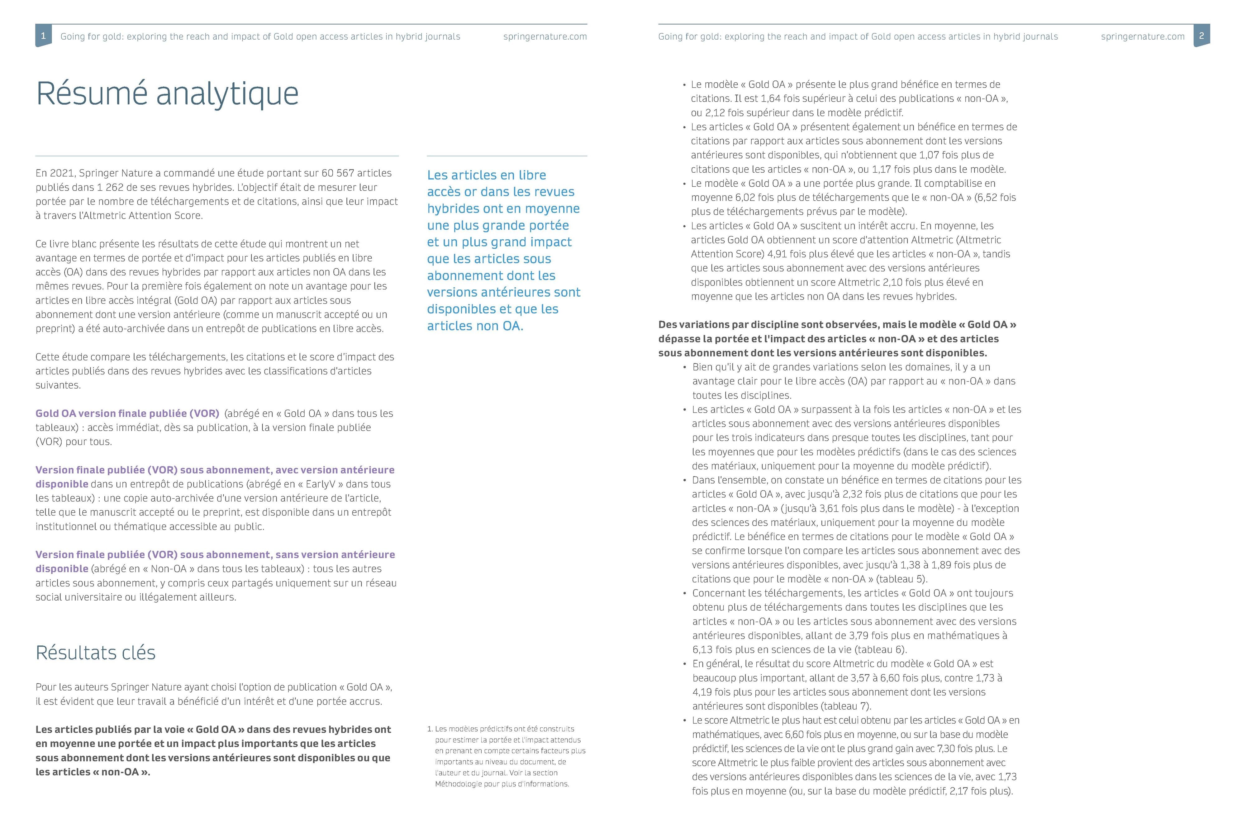 Impact du libre accès immédiat - Résumé analytique