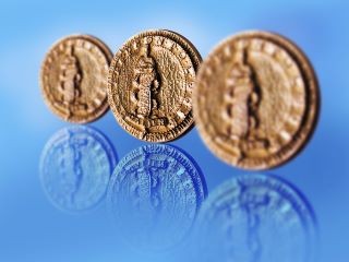 Grosse und gewichtige Galenus-Münzen für alle Gewinner des Galenus von Pergamon Preises © Springer Medizin Verlag