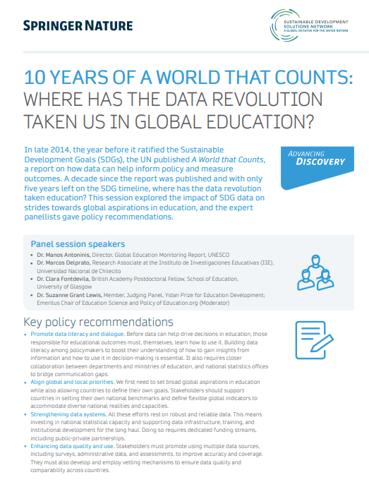 POLICY BRIEF: 10 Years Of A World That Counts: Where Has The Data Revolution Taken Us In Global Education?