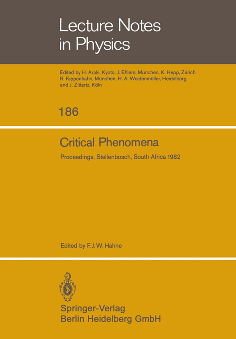 Critical Phenomena: Proceedings of the Summer School Held at Critical Phenomena: Proceedings of the Summer School Held at