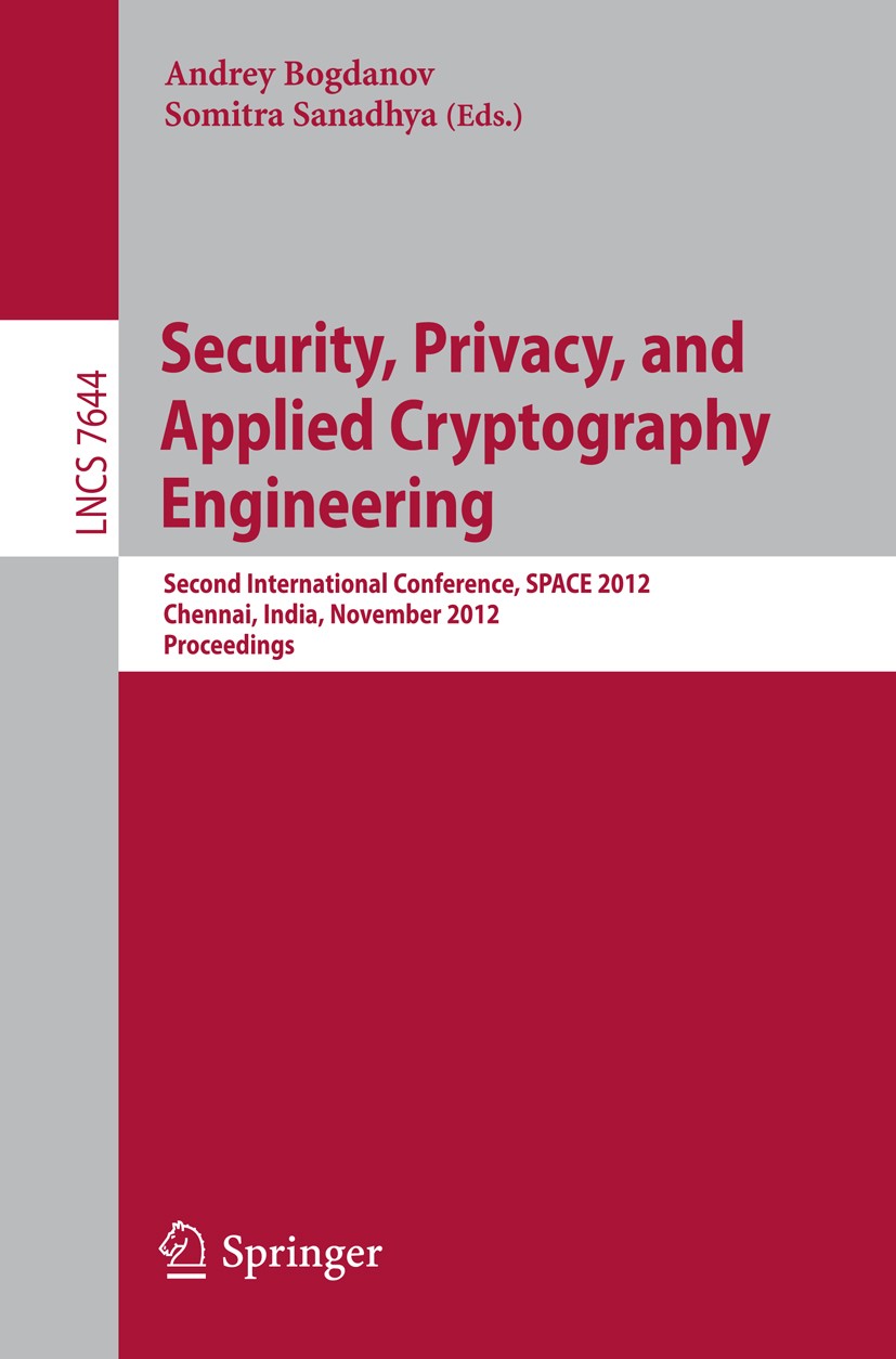 Security, Privacy, and Applied Cryptography Engineering: Second 