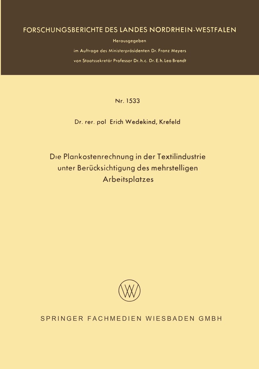 Die Plankostenrechnung in der Textilindustrie unter Berücksichtigung des  mehrstelligen Arbeitsplatzes | SpringerLink