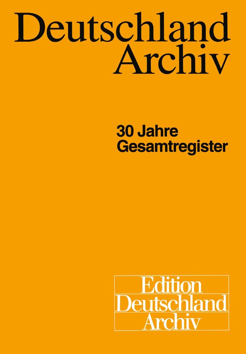 pereza El sendero Comienzo Deutschland Archiv: 30 Jahre Gesamtregister | SpringerLink
