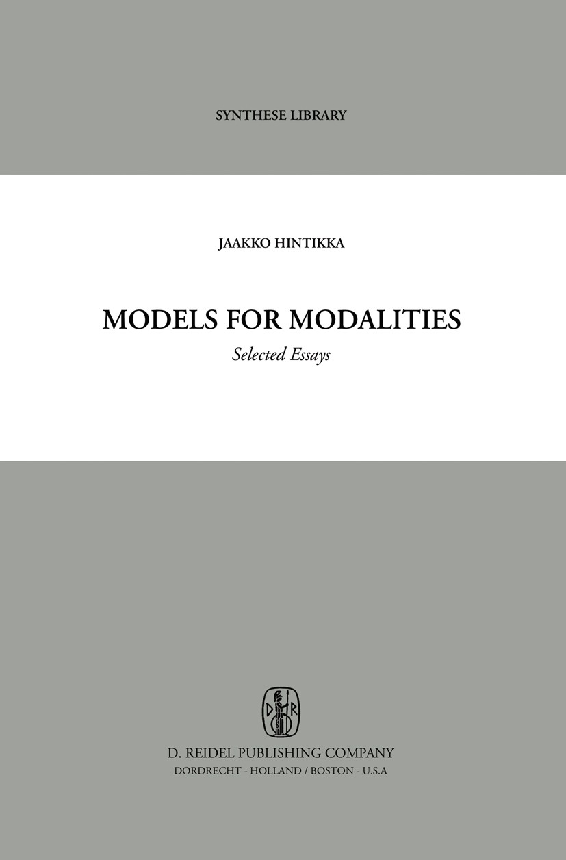 Models for Modalities: Selected Essays | SpringerLink