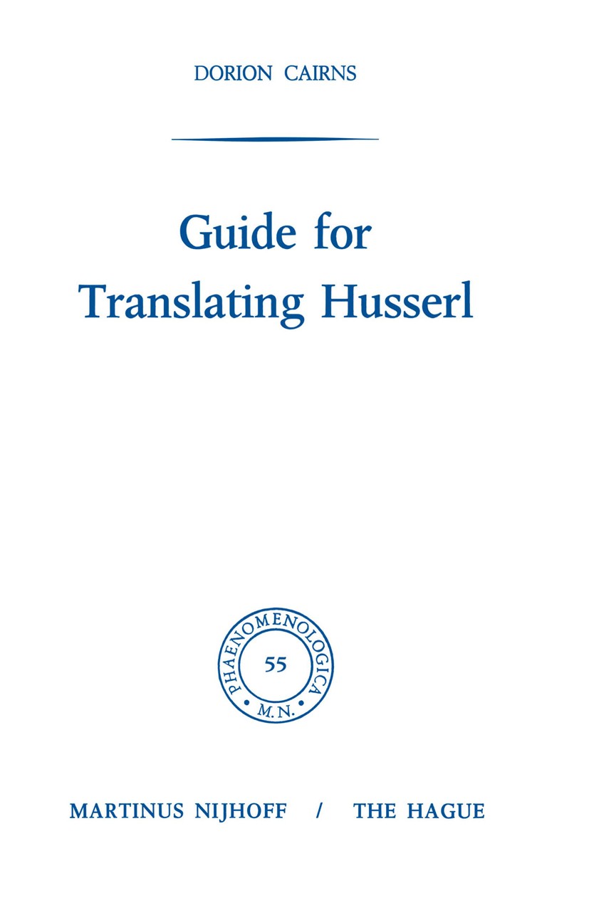 Guide for Translating Husserl | SpringerLink