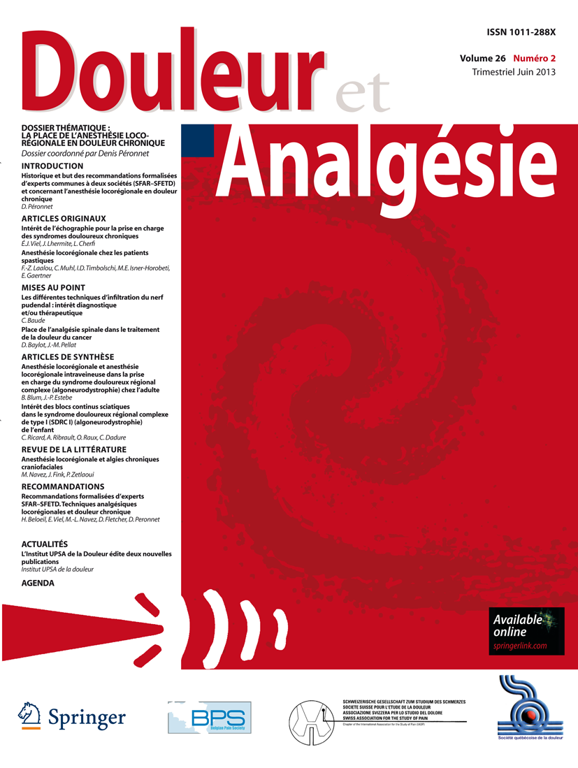 Critères diagnostiques du syndrome douloureux régional complexe (SDRC) Douleur et Analgésie