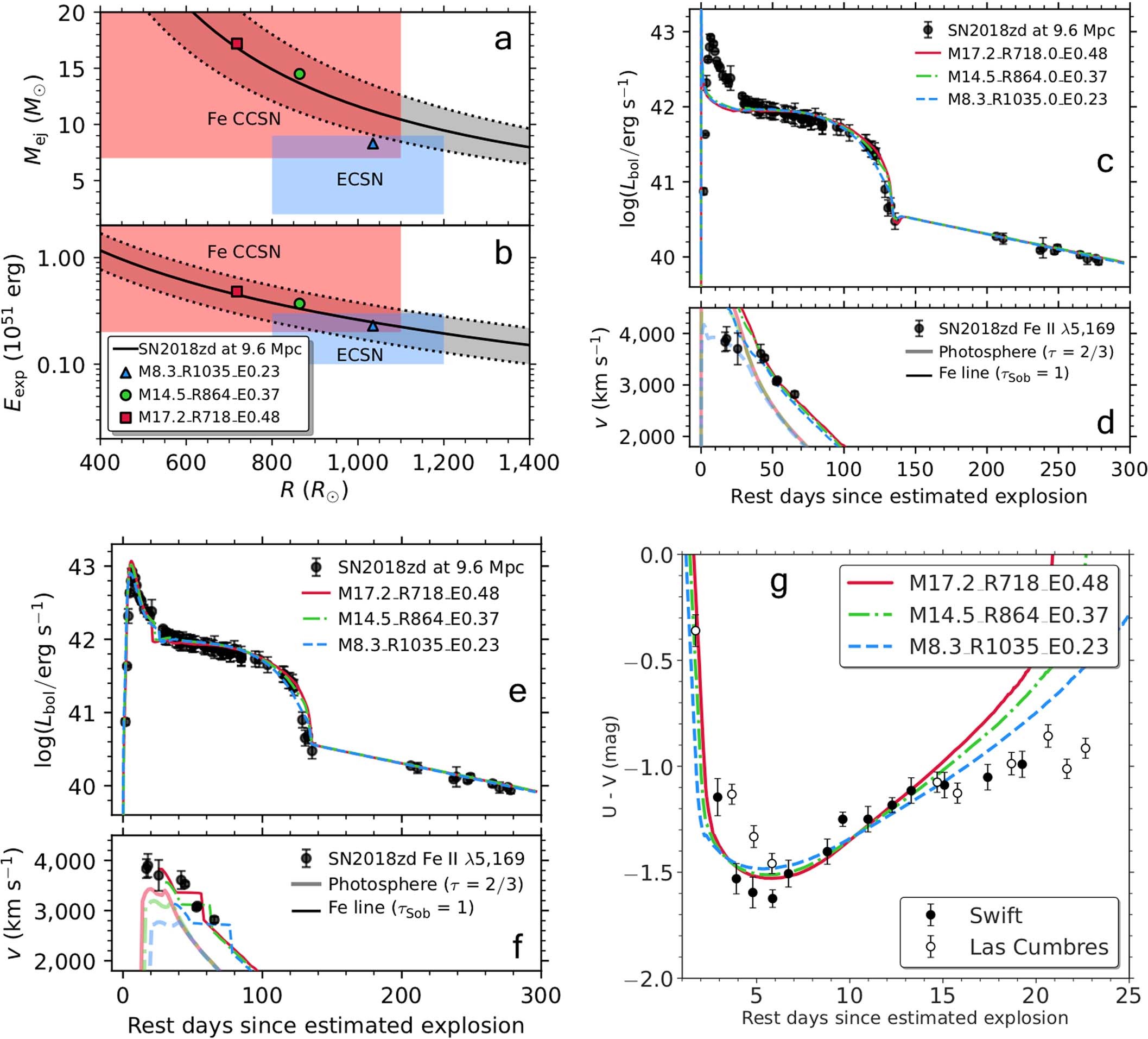 Extended Data Fig. 6: MESA+STELLA progenitor and degenerate light-curve models.