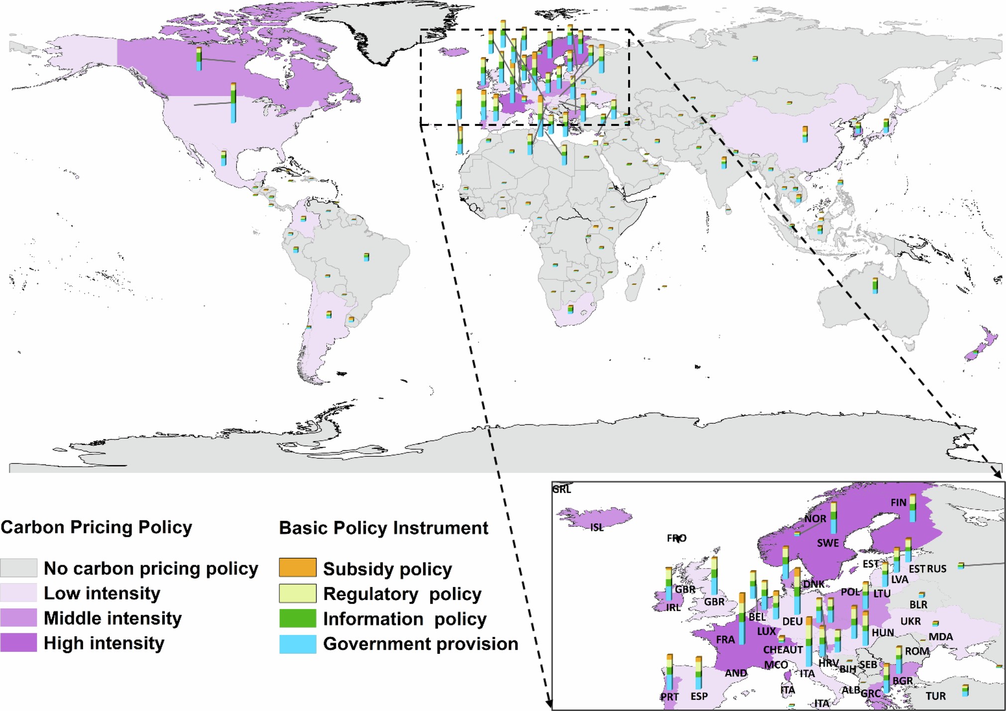 Extended Data Fig. 2: National Climate Change Mitigation Policy Index for 2019.