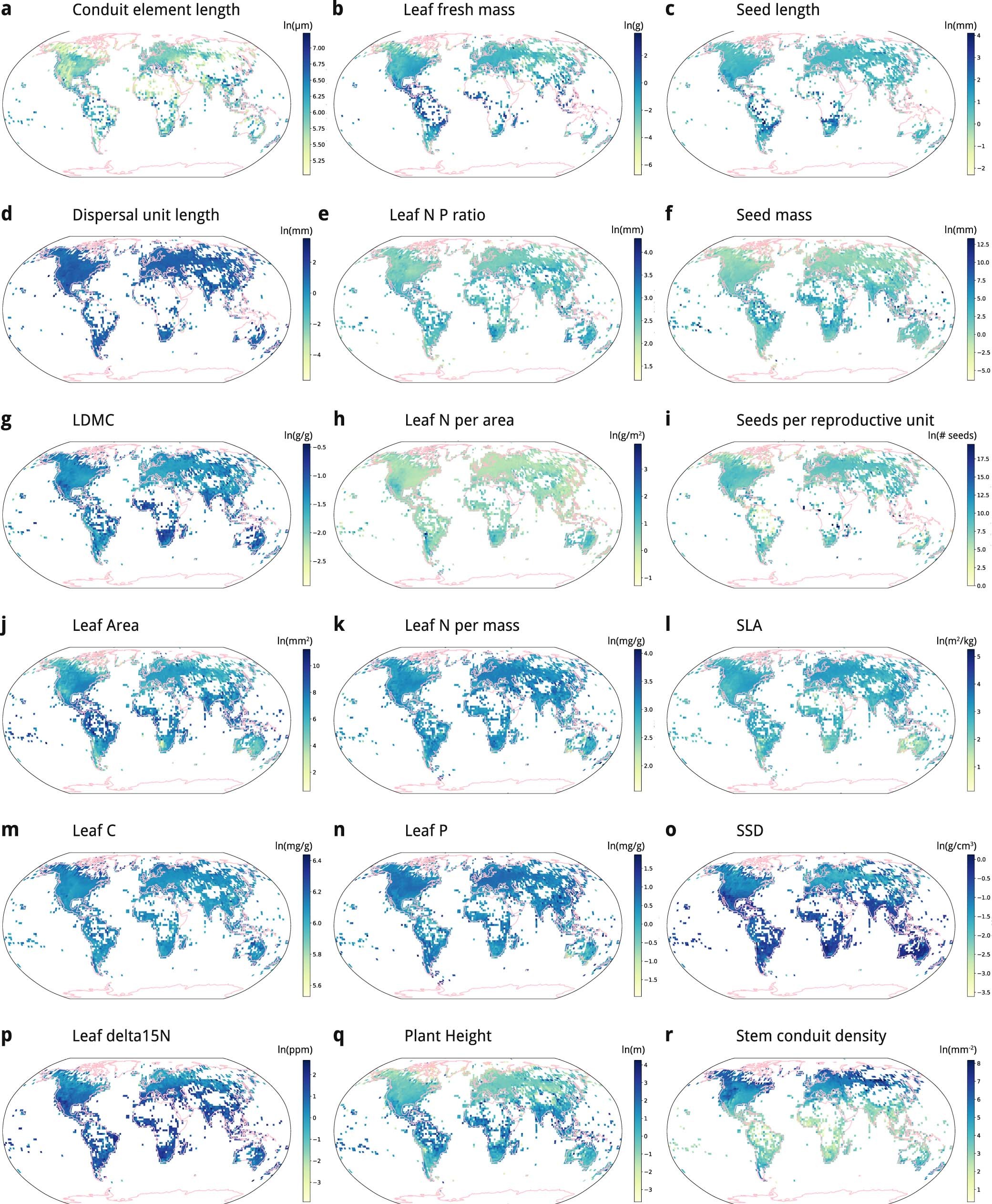 Extended Data Fig. 3: iNaturalist trait maps.