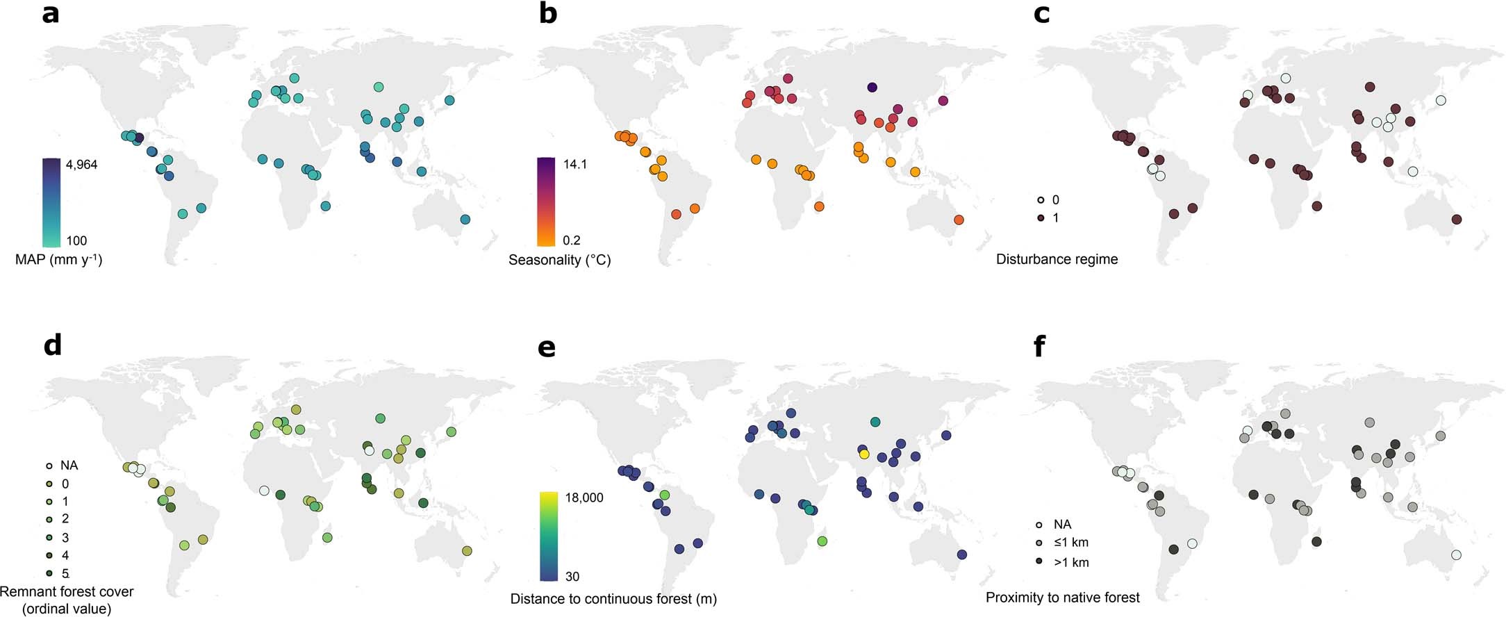 Extended Data Fig. 2: Additional information on the range of data covered by our database.