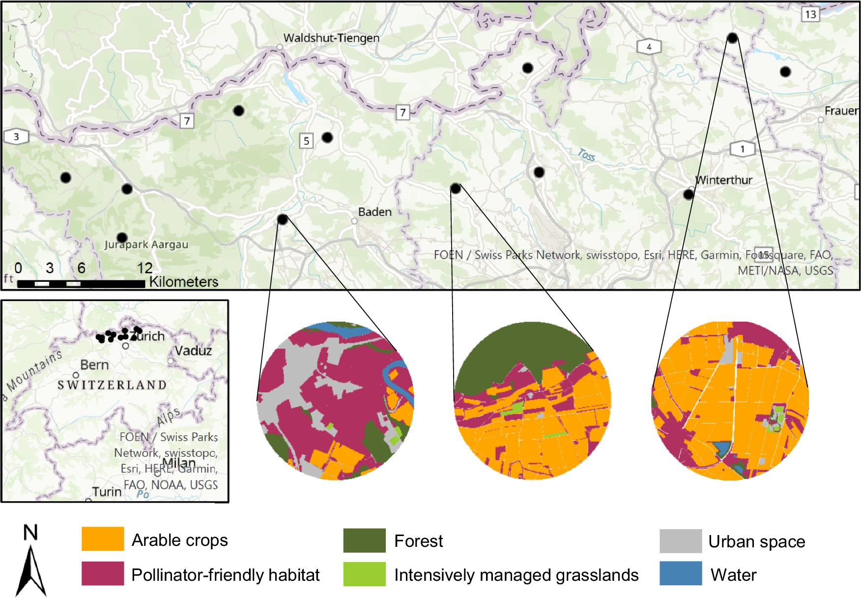 Extended Data Fig. 1: Map of the study landscapes.