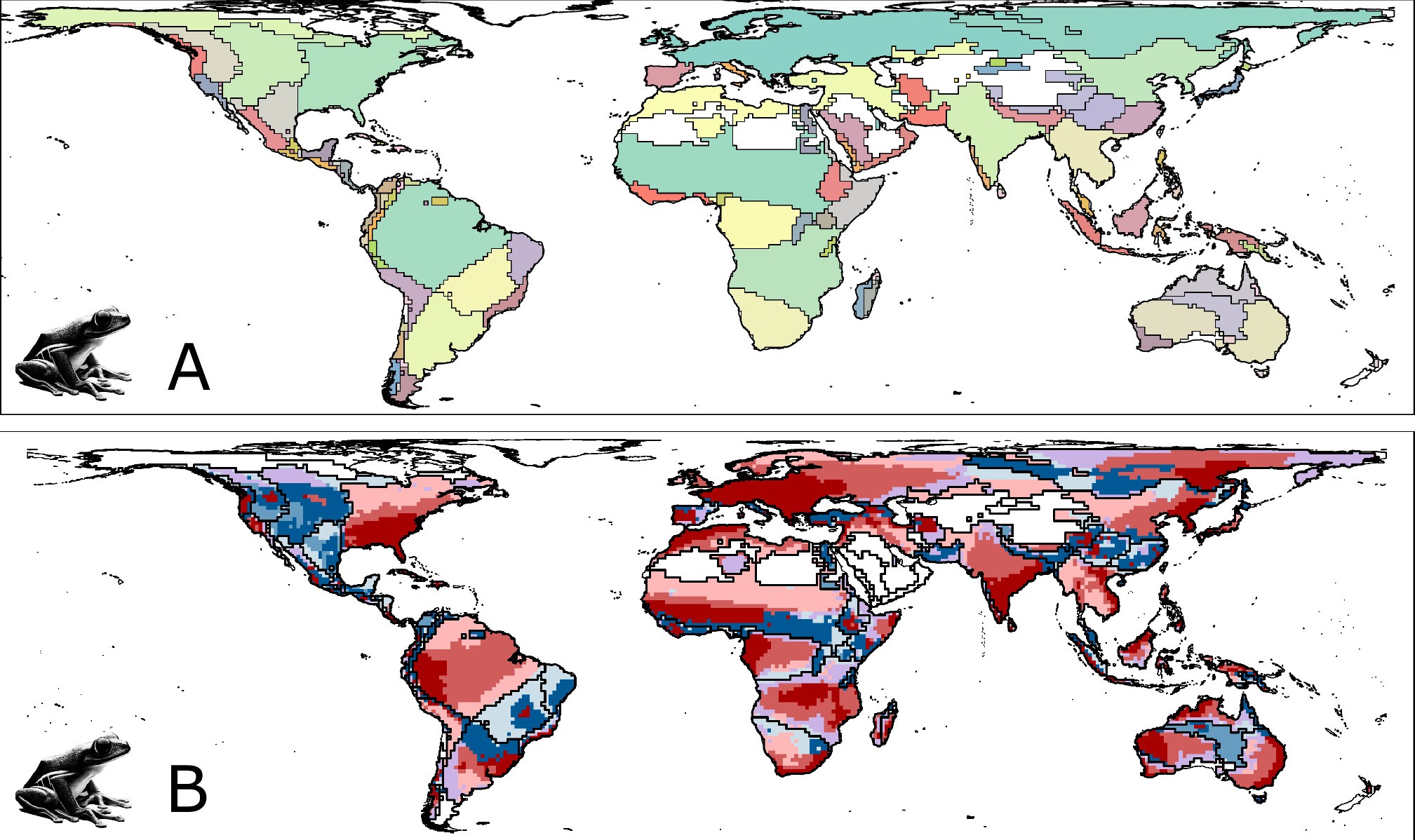 Extended Data Fig. 2: Biogeographical regions and sectors of amphibians.