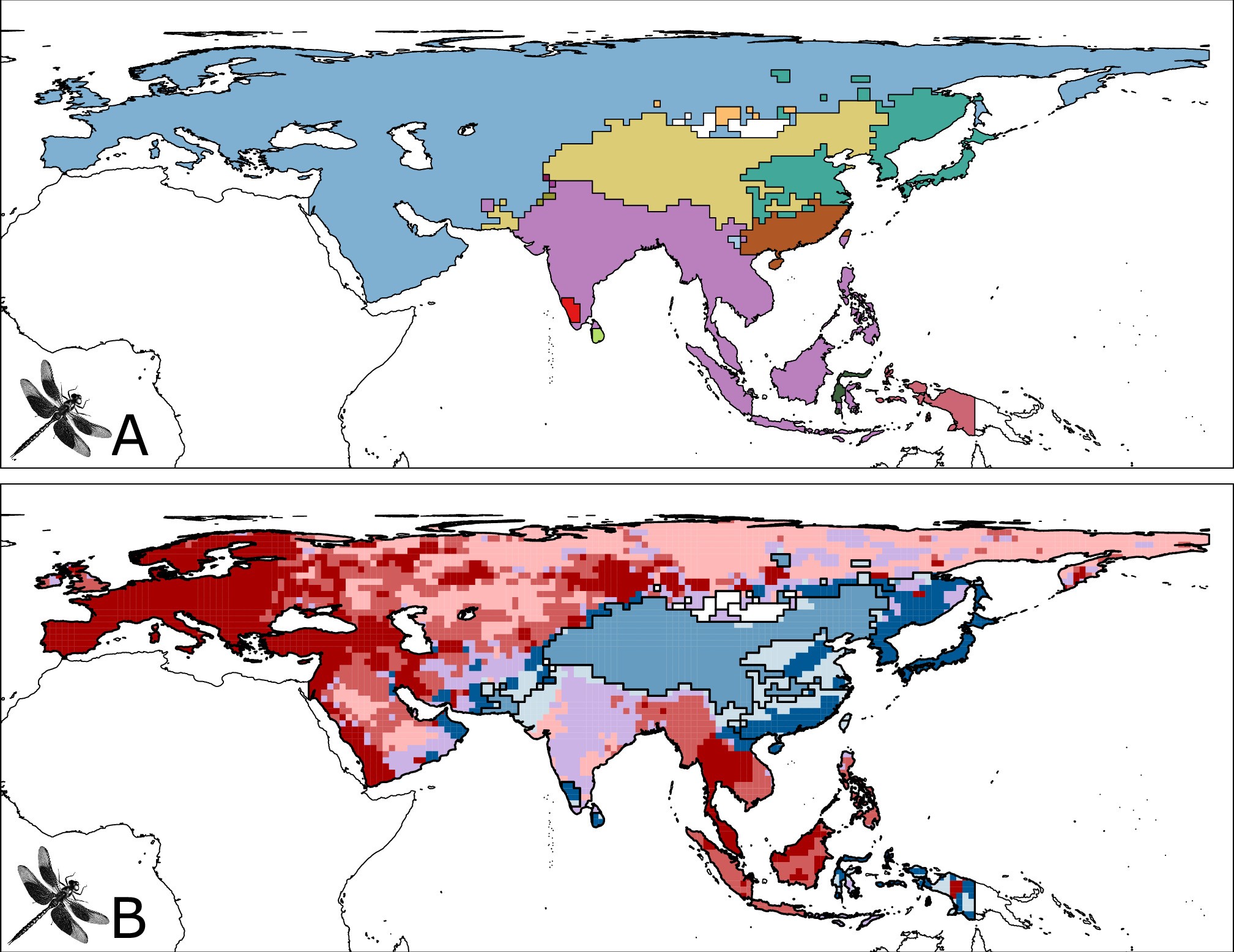Extended Data Fig. 4: Biogeographical regions and sectors of dragonflies.
