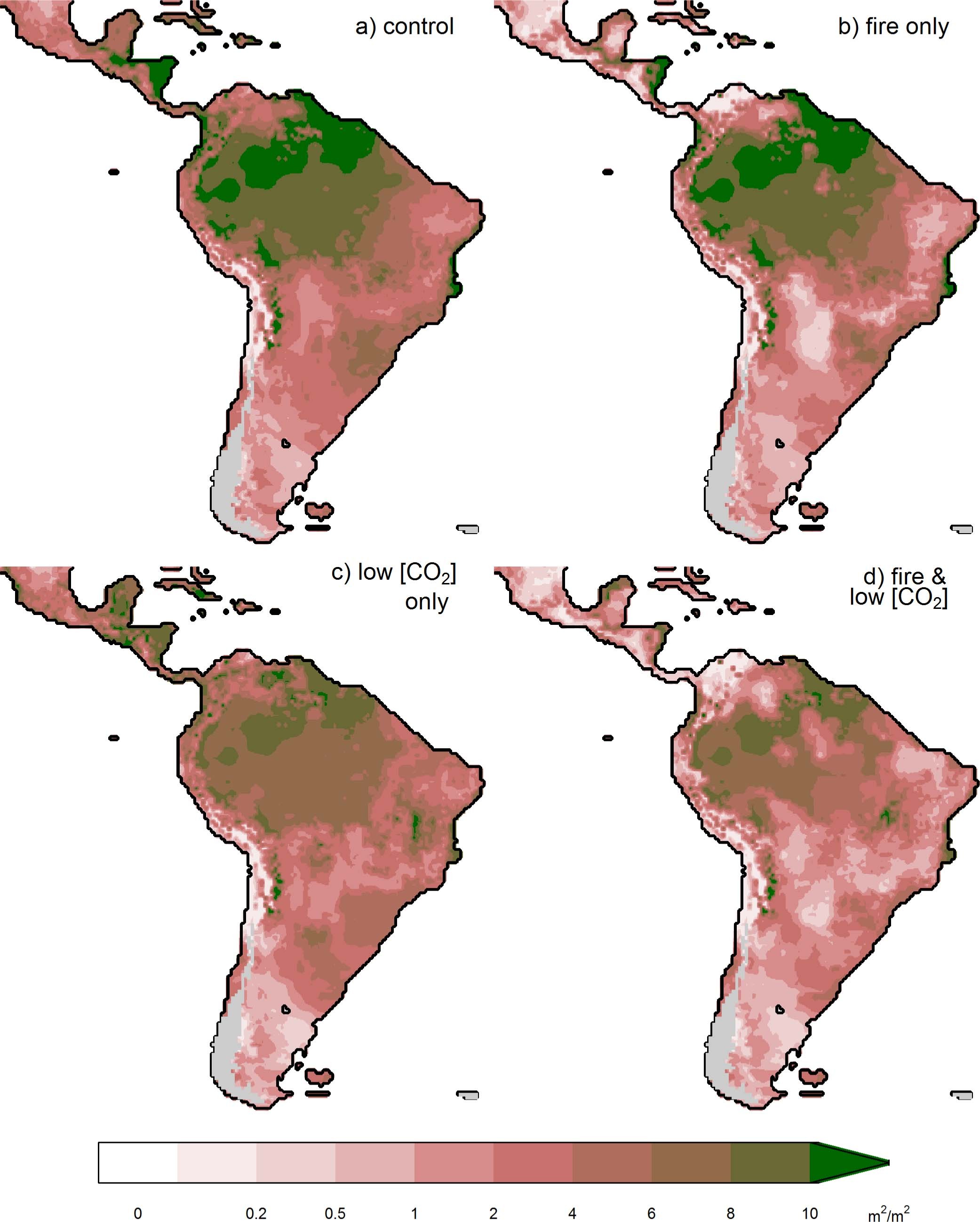 Extended Data Fig. 3: Canopy density of ensemble-driven vegetation reconstruction for LGM Neotropics.