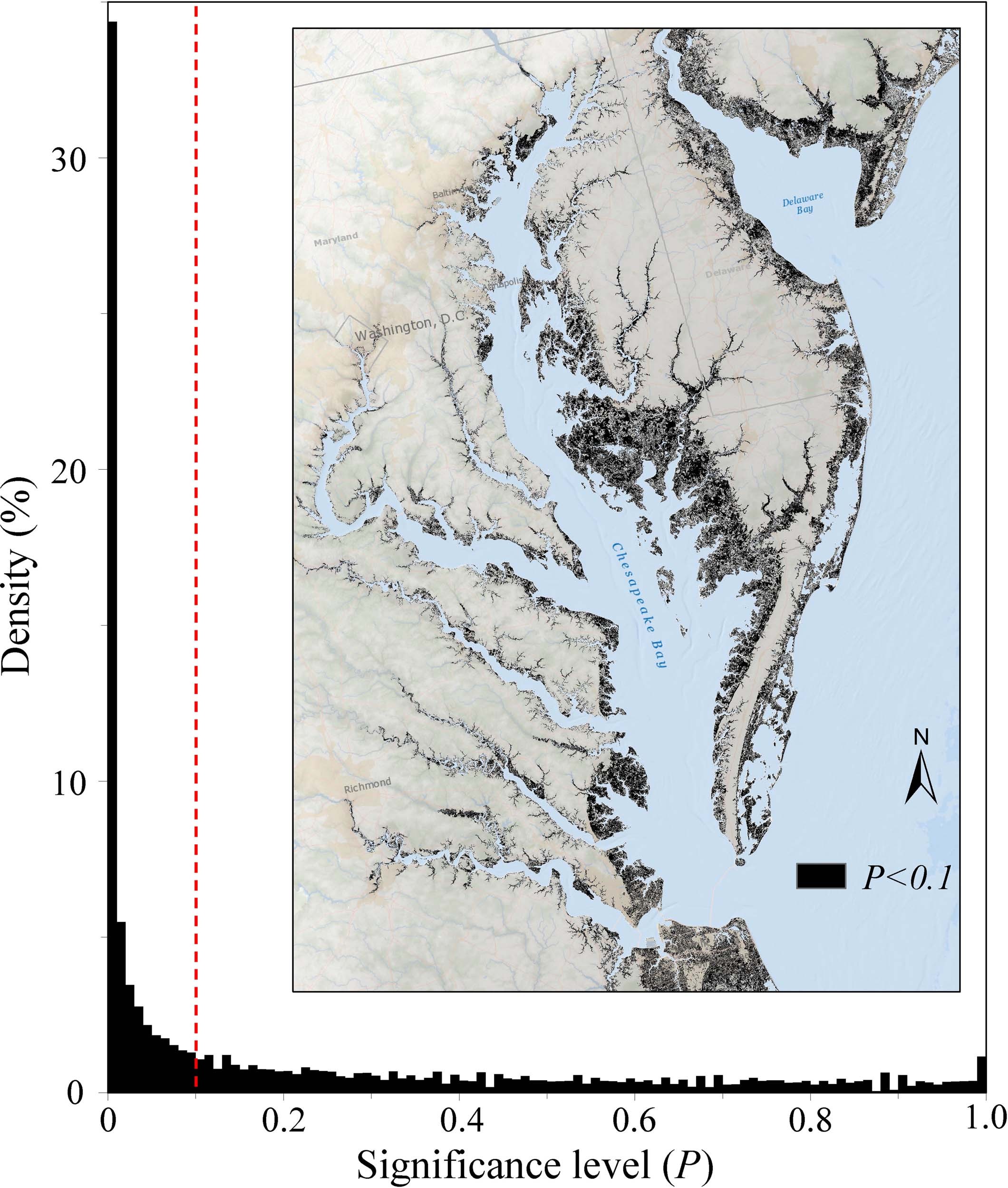 Extended Data Fig. 6: Mann-Kendall test for significant NDVI trends (P < 0.1) in the study region.