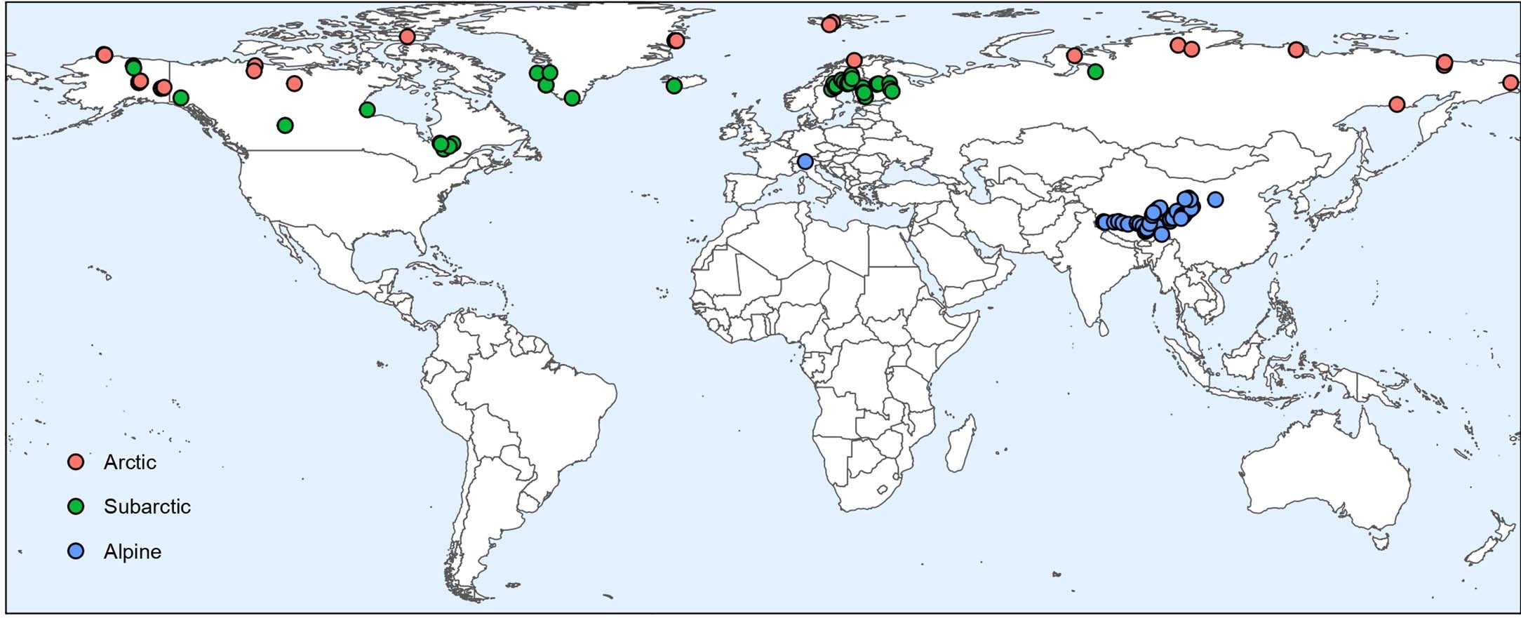 Extended Data Fig. 1: Global distribution of the study sites.