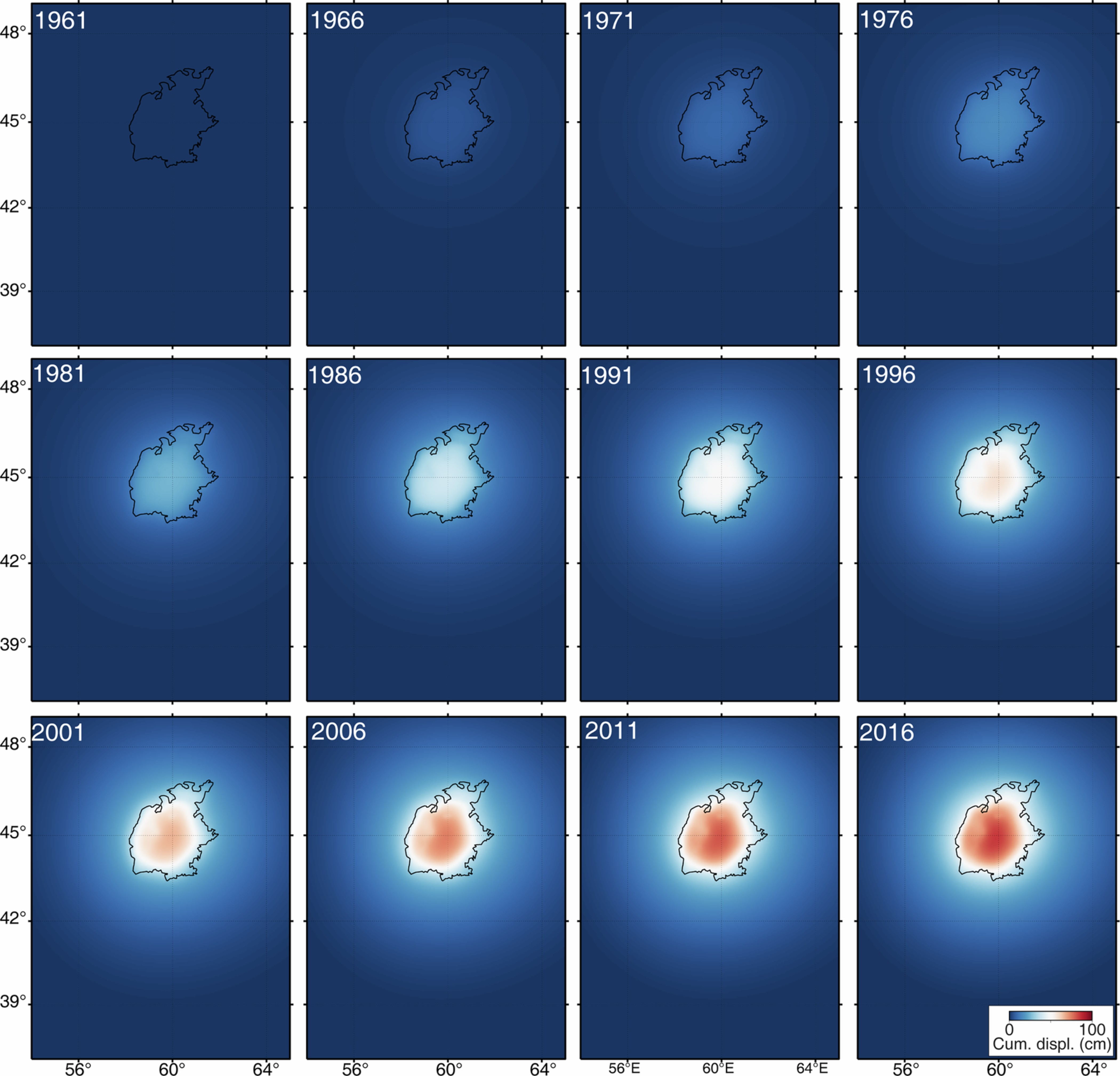 Extended Data Fig. 7: Time series of uplift predicted from the best-fit model.