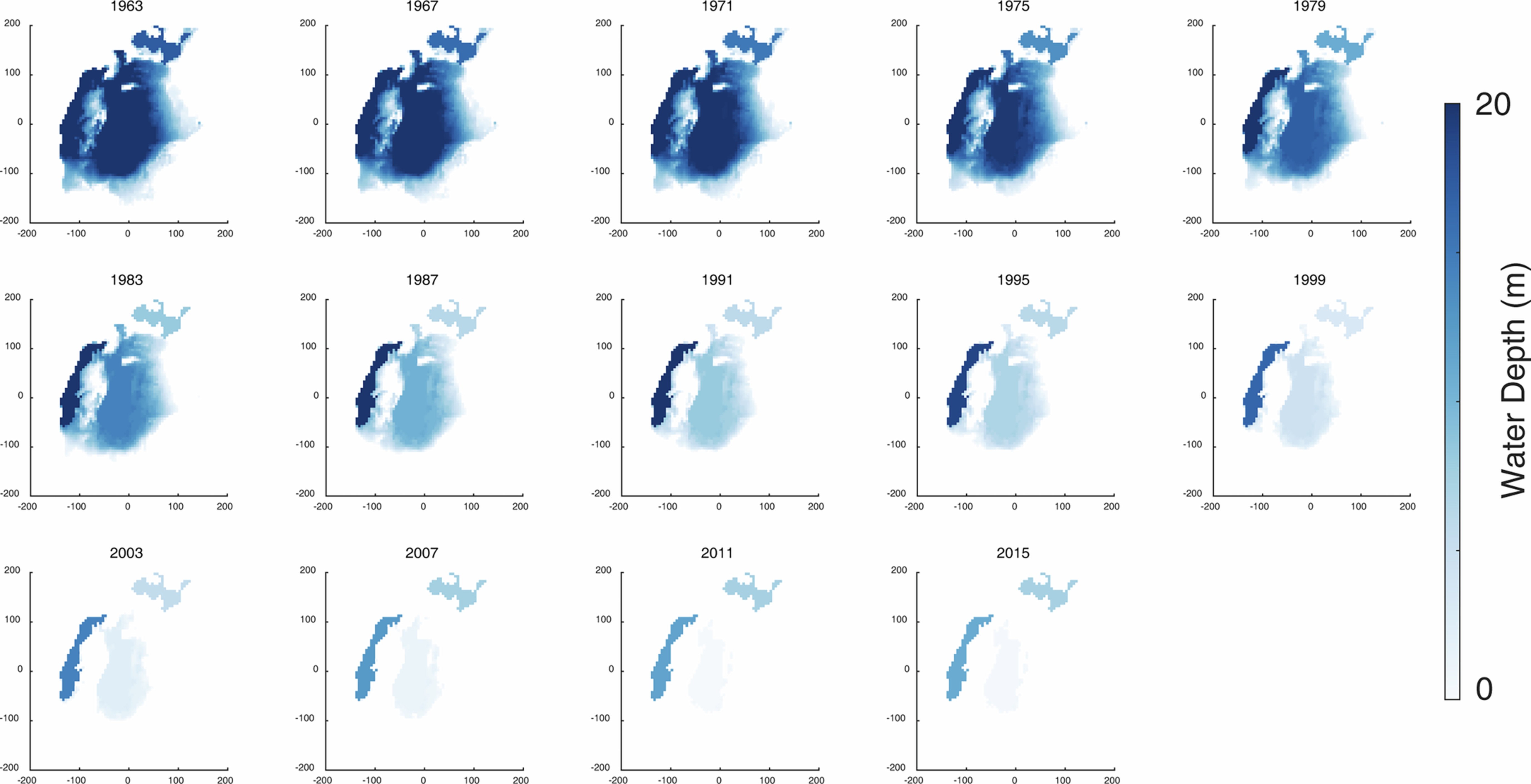 Extended Data Fig. 4: Changes of water depths.