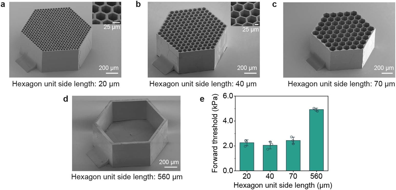 Extended Data Fig. 5: Effect of dimension variation of hexagon structural devices on forward threshold.