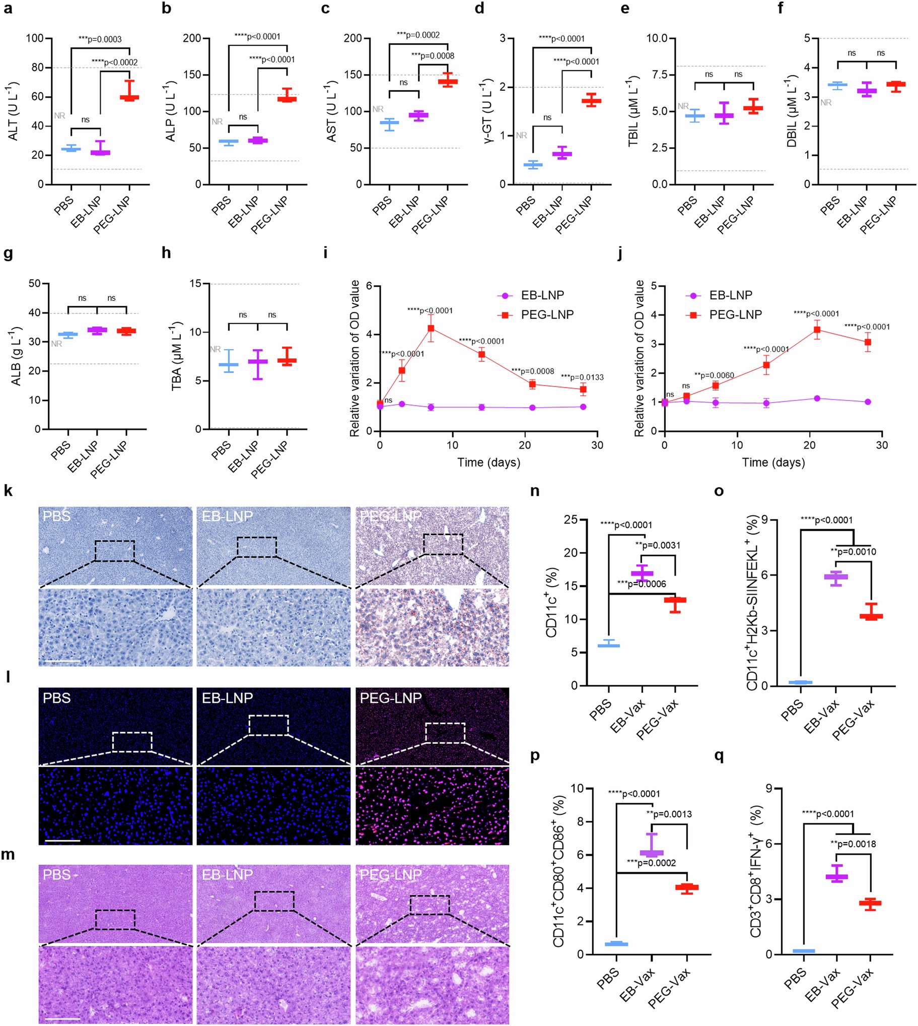 Extended Data Fig. 5: Biosafety and immune responses investigation.