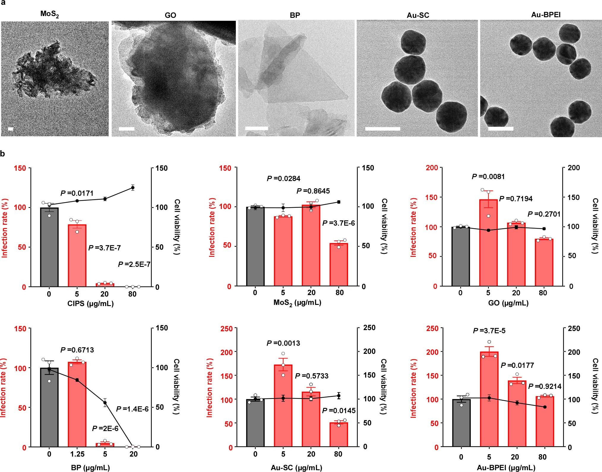 Extended Data Fig. 1: Screening of nanomaterials for potential inhibition of SARS-CoV-2 infection.