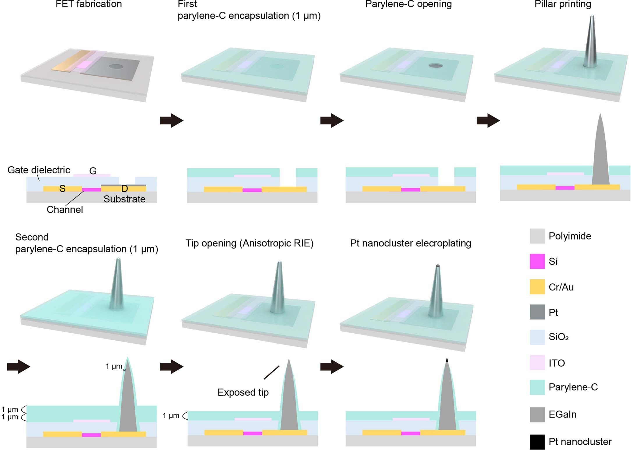 Extended Data Fig. 3: Detailed fabrication process of the 3D microelectrode.