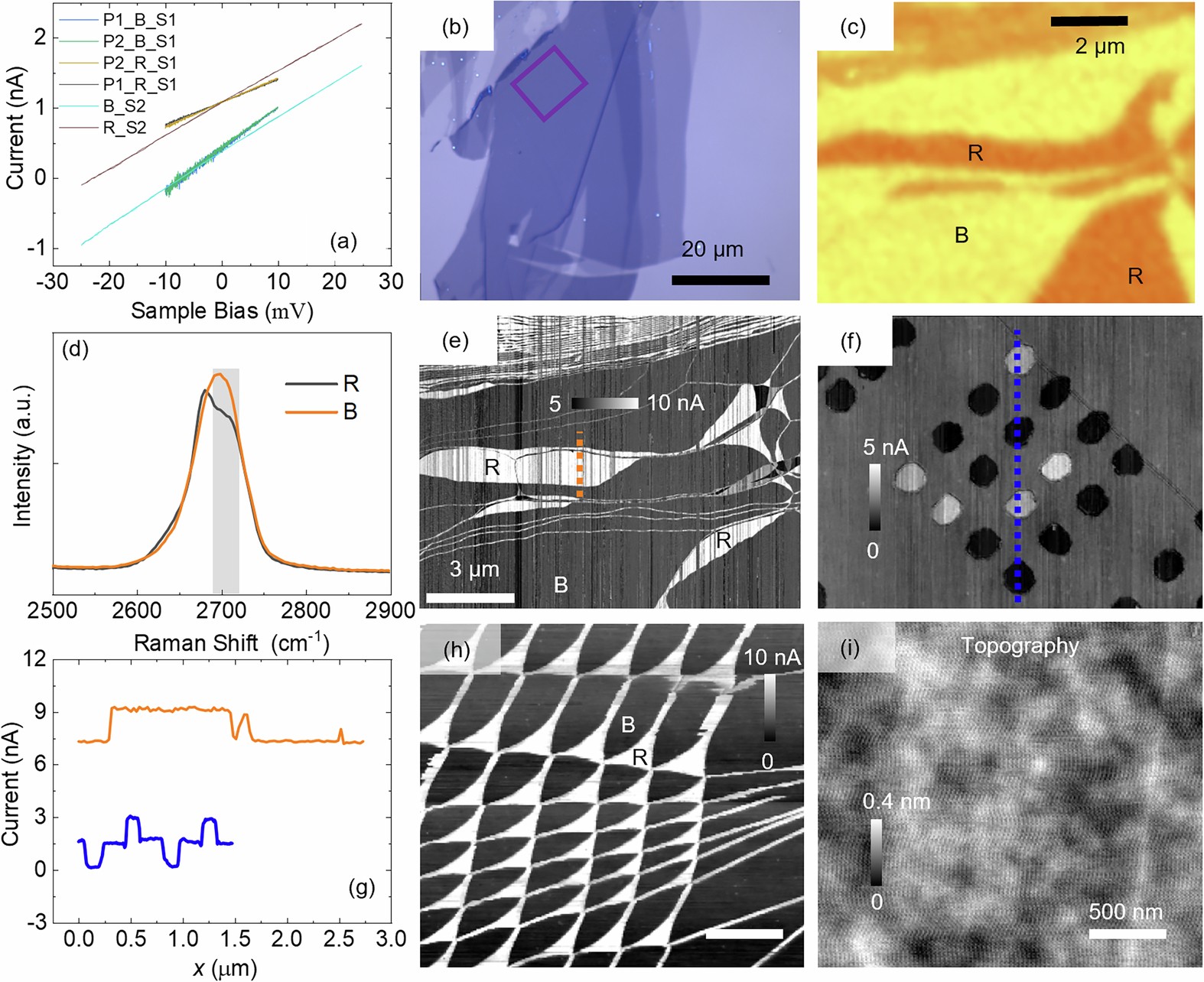 Extended Data Fig. 3: Comparison of Raman and current maps.