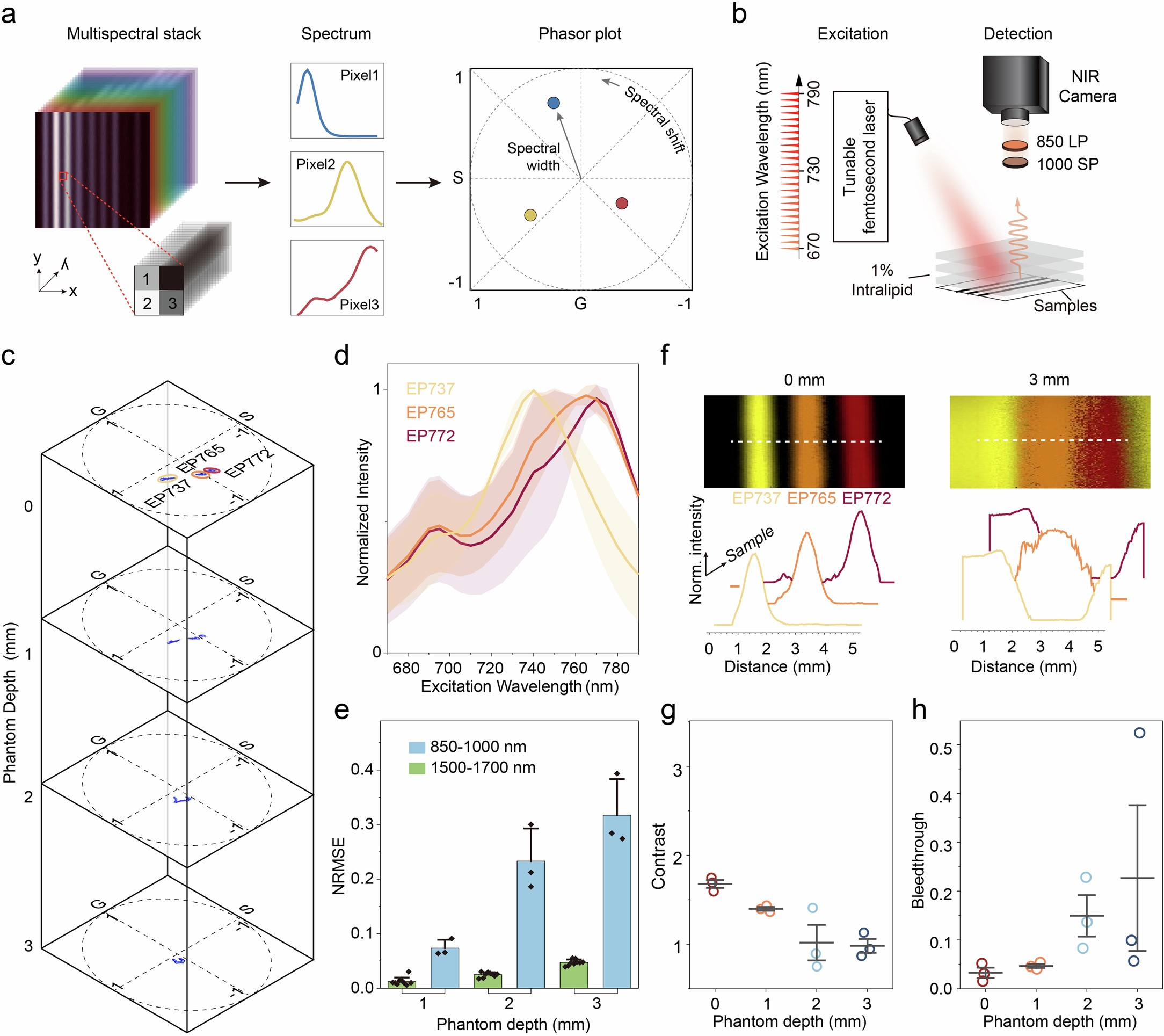 Extended Data Fig. 1: Tissue phantom study of multispectral imaging in 850-1000 nm.