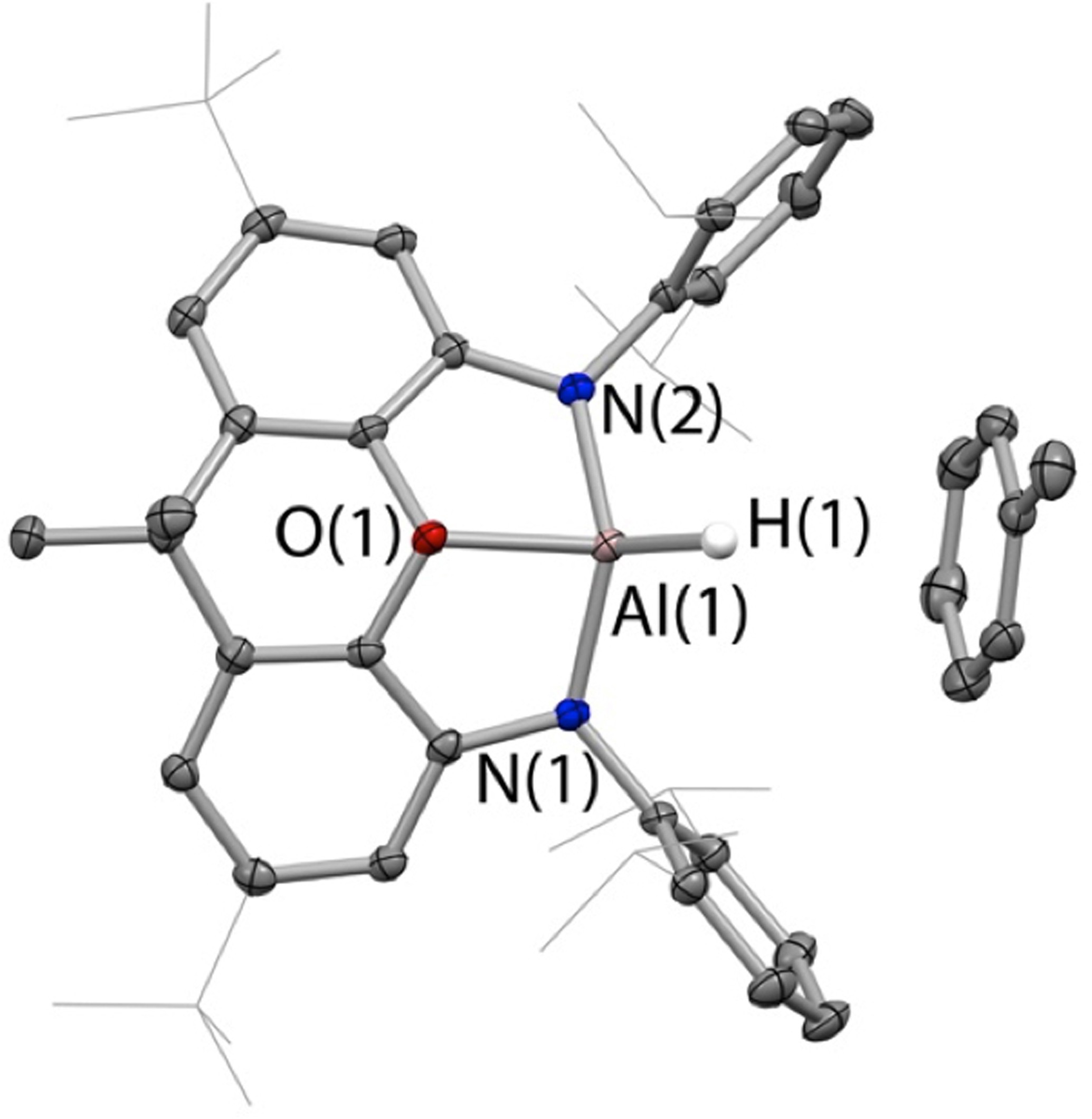 Extended Data Fig. 6: Molecular structure of (NON)AlH·toluene as determined by X-ray crystallography.