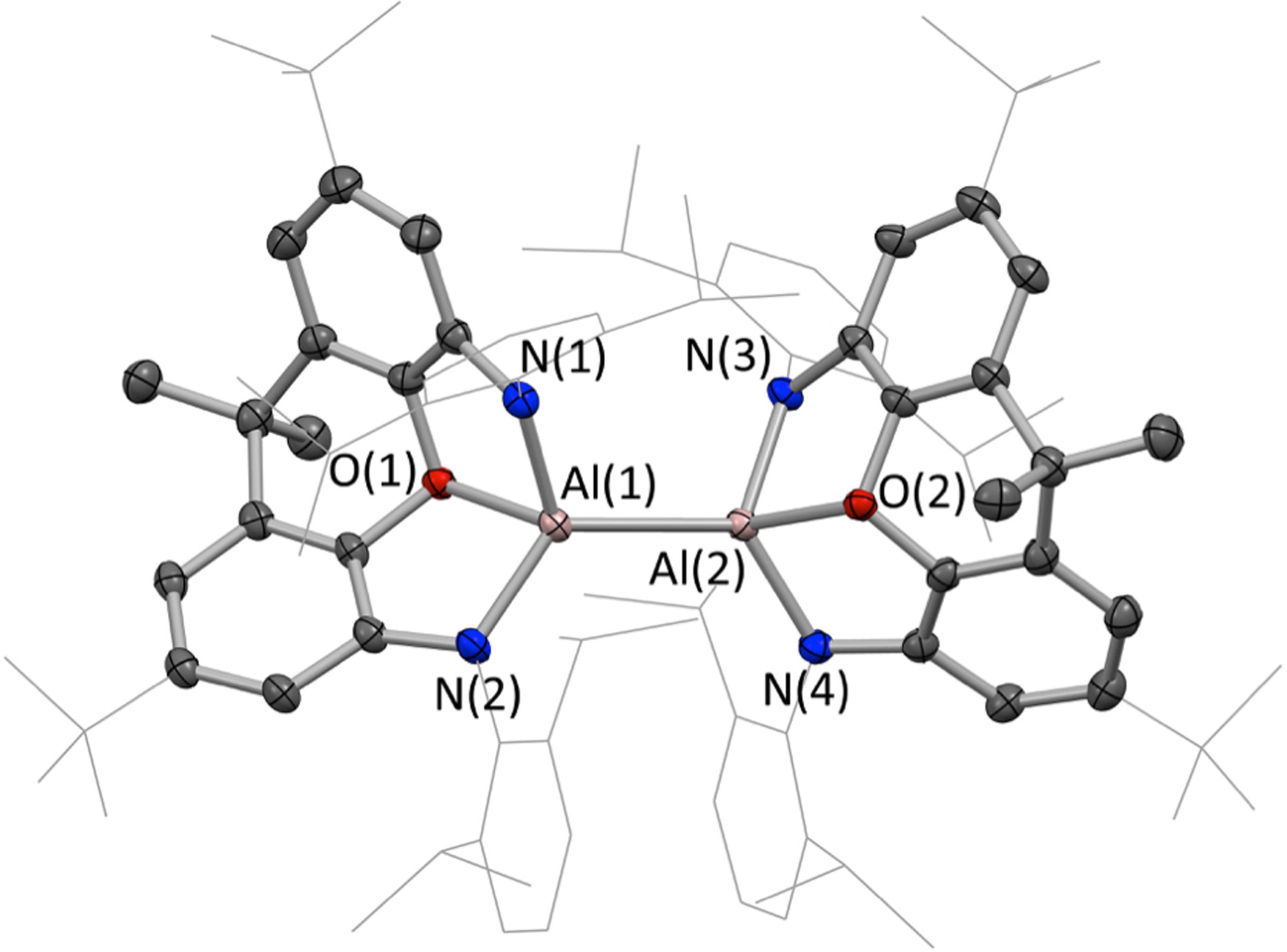 Extended Data Fig. 2: Molecular structure of [Al(NON)]2 as determined by X-ray crystallography.