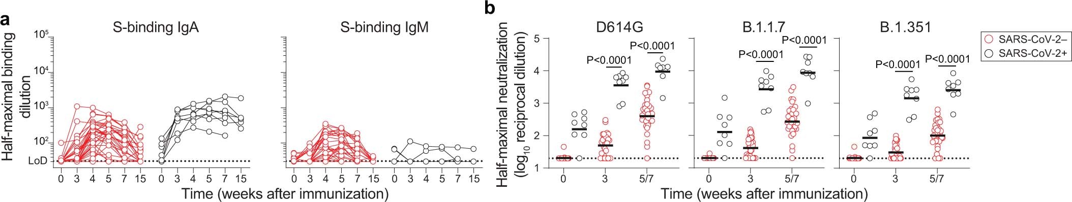 Extended Data Fig. 1: Antibody response to SARS-CoV-2 immunization.