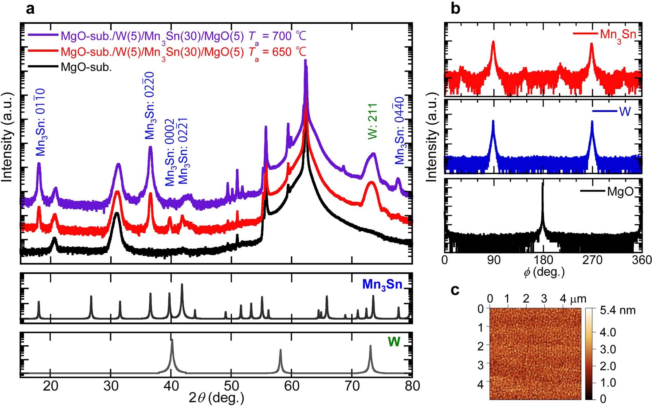 Extended Data Fig. 1: Structural analyses for the Mn3Sn stack.